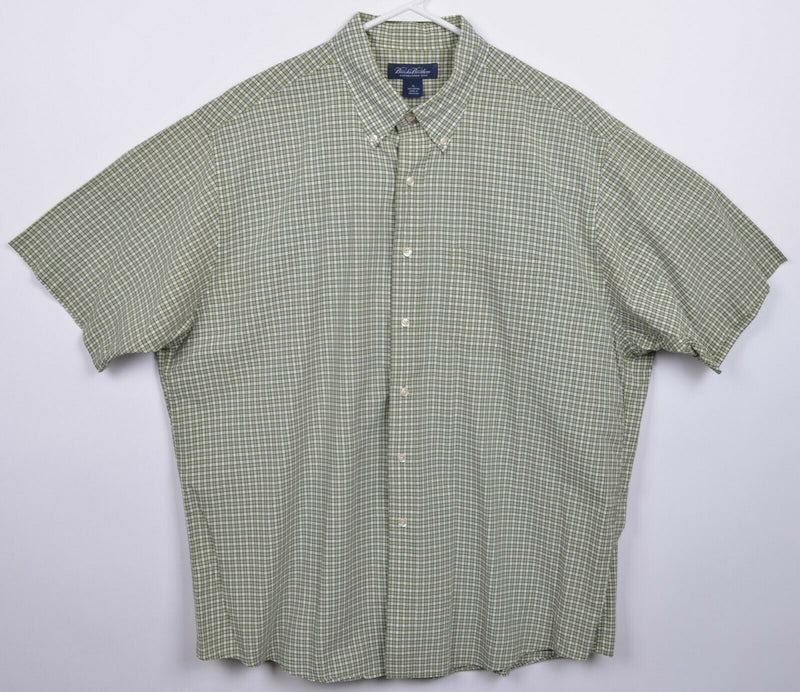 Brooks Brothers Men's XL Green Yellow Plaid Short Sleeve Button-Down Shirt