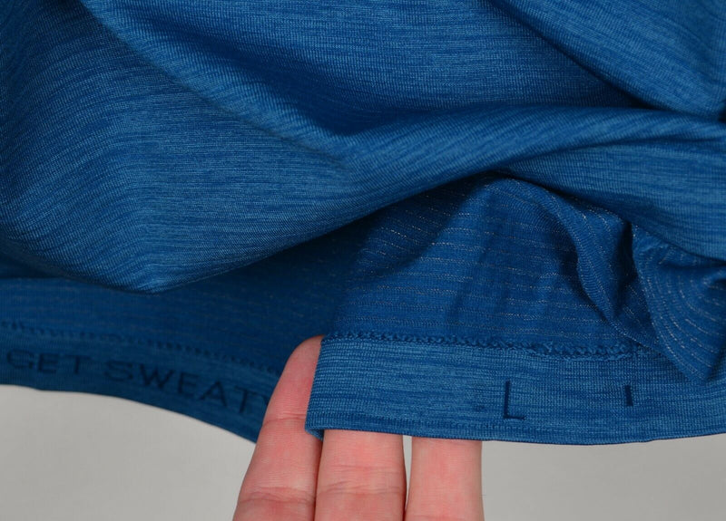 Lululemon Men's Sz Large Blue Polyester Nylon Blend Vented Athleisure Polo Shirt