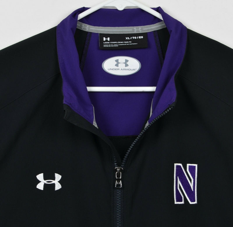 Northwestern Football Men's XL Loose Under Armour Team Issue Black Vented Jacket