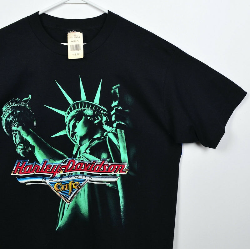 Vintage 90s Harley-Davidson Men's XL Statue of Liberty Cafe New York NYC T-Shirt