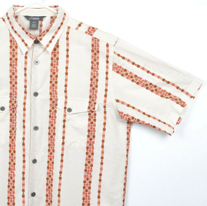Cloudveil Men's Large Striped Geometric Button-Front Cream Hiking Casual Shirt