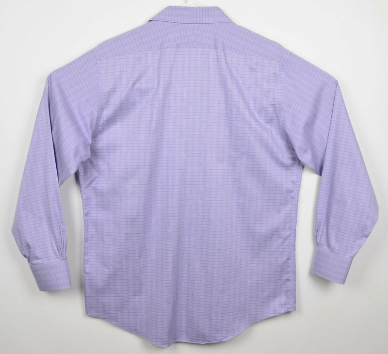 Brooks Brothers Men's Sz 16-35 Non-Iron Purple Plaid Long Sleeve Dress Shirt