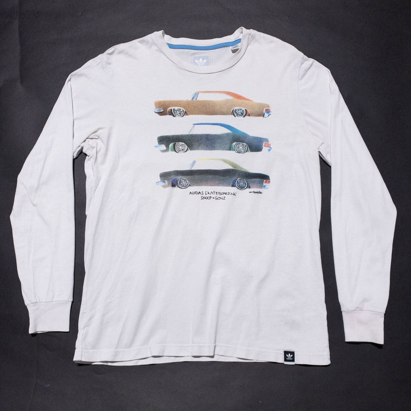 Adidas Skateboarding Shirt Snoop x Gonz Men's Large Cars White Long Sleeve