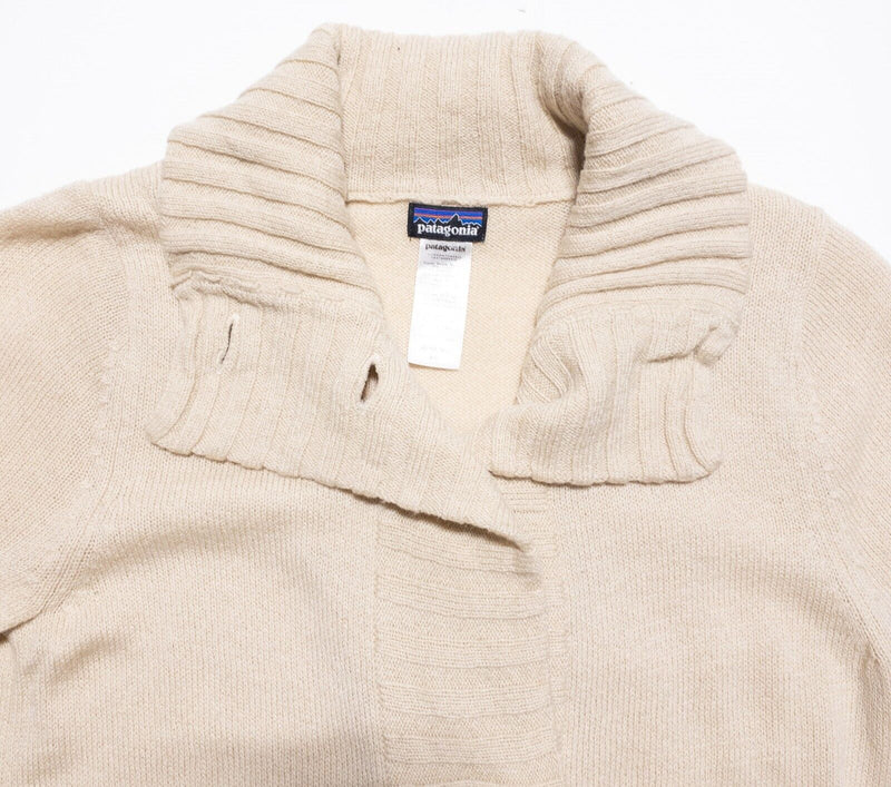 Patagonia Lambswool Sweater Coat Women's XS Pale Khaki Long Sleeve Button 50530