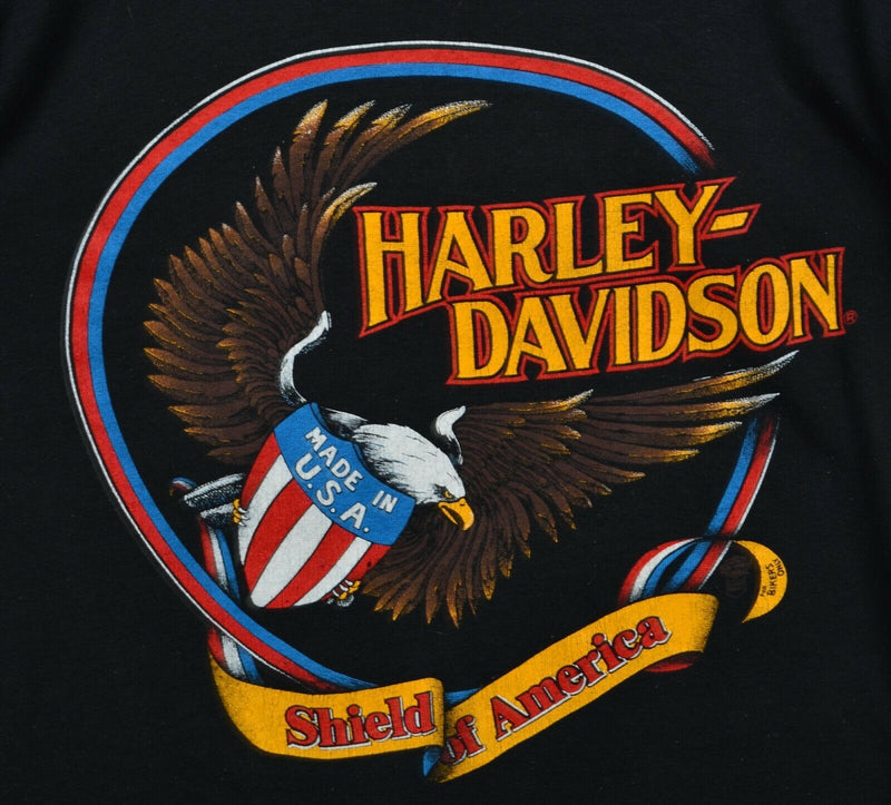 Vintage 80s Harley-Davidson Men's Medium Sheild of America Eagle Thin T-Shirt