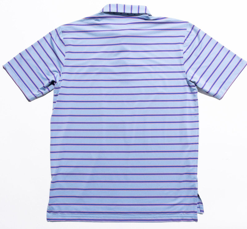 Turtleson Golf Polo Shirt Men's Large Wicking Stretch Blue Stripe Lakeside Golf