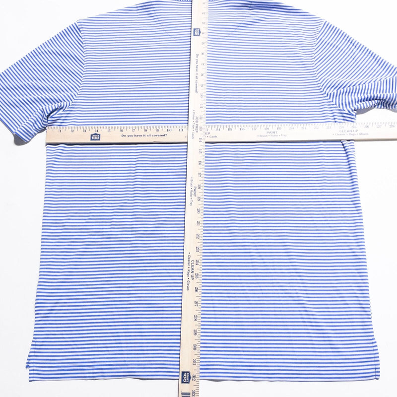 johnnie-O Prep-Formance Golf Polo Shirt Men's 2XL Blue Striped Wicking Stretch