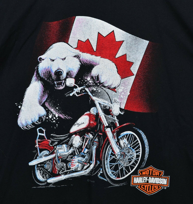 Vintage 90s Harley-Davidson Men's XL Canada Polar Bear Double-Sided T-Shirt