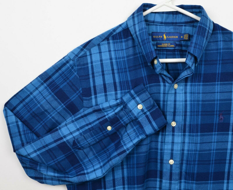 Polo Ralph Lauren Men's Medium Classic Fit Performance Flannel Blue Plaid Shirt