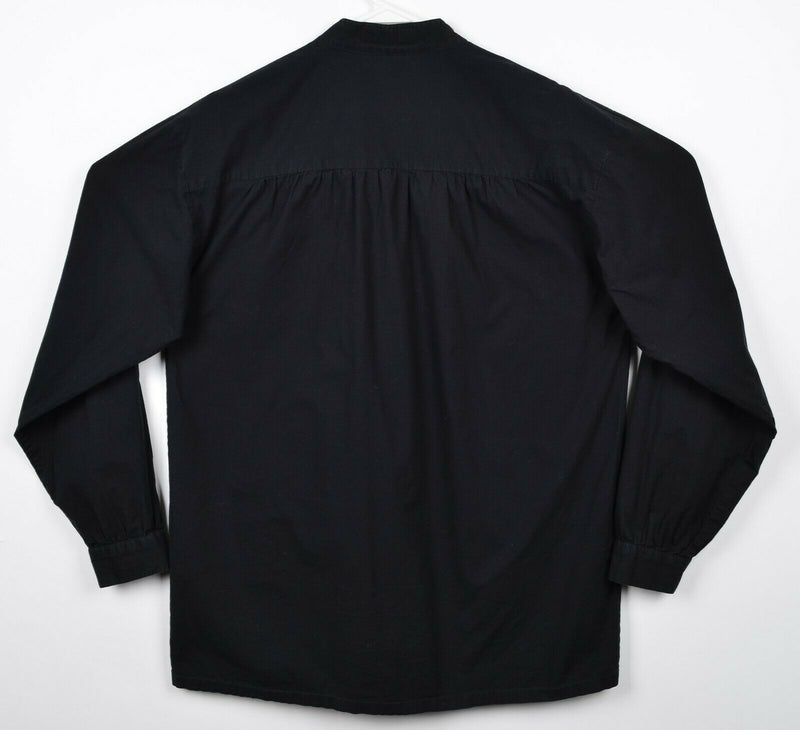 J. Peterman Men's Medium Poet Thomas Jefferson Black Pleated Ruffle L/S Shirt