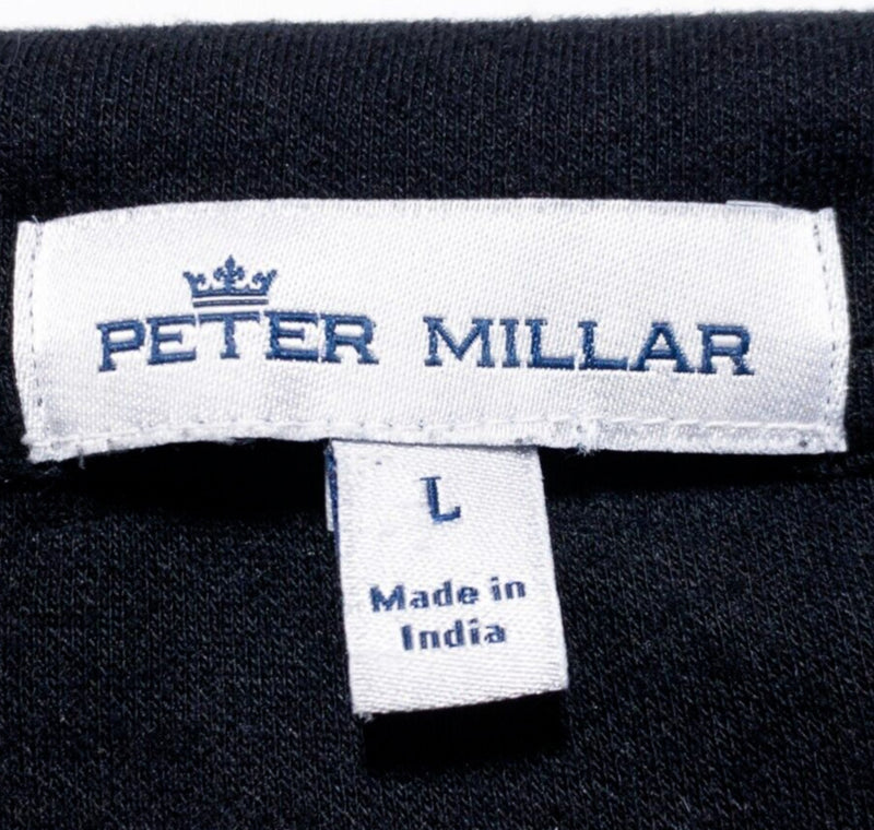 Peter Millar 1/4 Zip Sweatshirt Men Large Solid Black Pullover Golf Cotton Modal