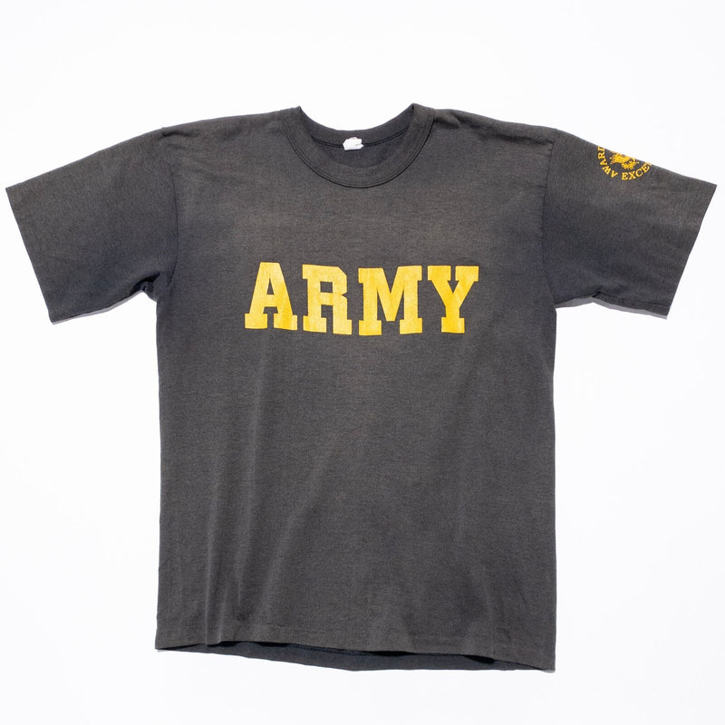 Vintage Army T-Shirt Fits Men's Medium Gray Washed Worn School Jump College