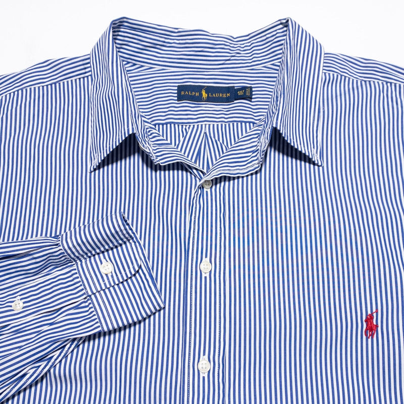 Polo Ralph Lauren Shirt Men's 4XLT Tall Button-Down Blue Striped Long Sleeve