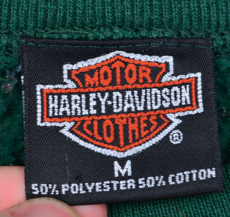 Vintage 1994 Harley-Davidson Men's Medium Eagle Green Double-Sided Sweatshirt