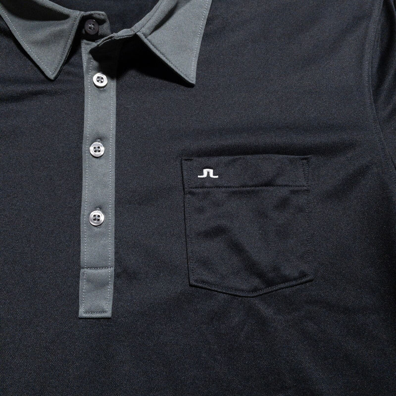 J.Lindeberg Golf Polo Shirt Men's XL Black Gray Wicking Stretch FieldSensor
