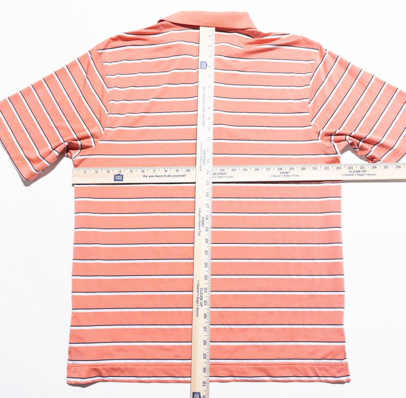 FootJoy Golf Shirt Men's Large Peach Orange Striped Wicking Performance Polo