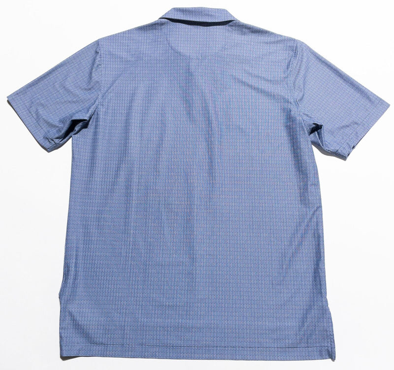 Peter Millar Summer Comfort Polo Large Men's Shirt Blue Geometric Wicking Golf