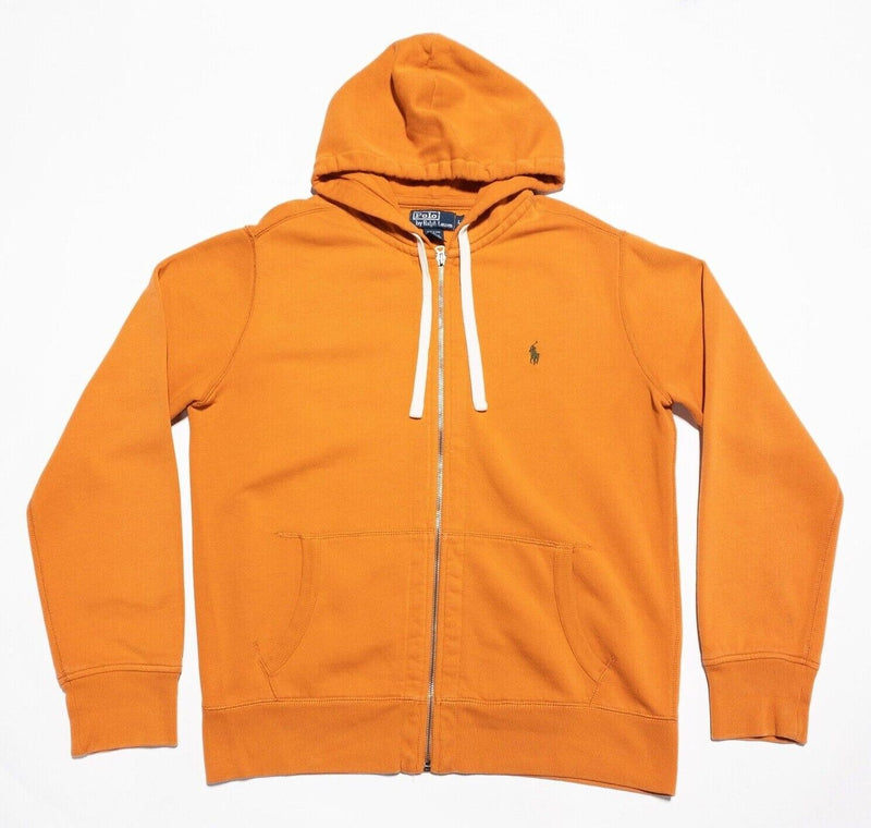 Polo Ralph Lauren Zip Up Hoodie Men's Large Orange Sweatshirt Preppy Classic