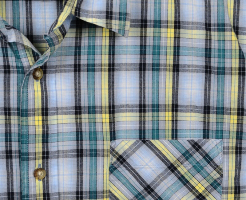 Pendleton Men's Sz XL "Wave Shirt" Turquoise Yellow Plaid Short Sleeve Shirt