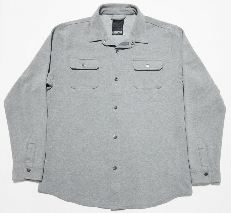 Linksoul Men's XL Snap-Front Solid Gray Golf Casual Heavyweight Shirt