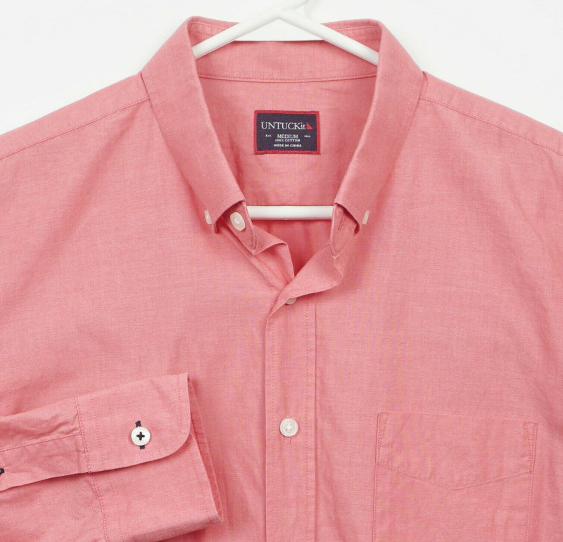 UNTUCKit Men's Medium Solid Salmon Pink Long Sleeve Button-Down Shirt