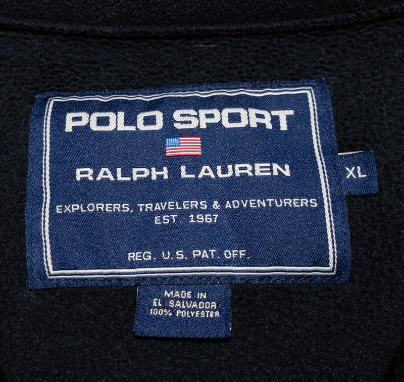 Vintage Polo Sport Ralph Lauren Jacket Mens XL Polartec Thermal Pro Fleece Black