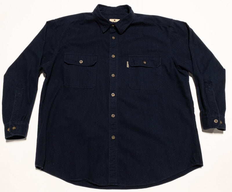 Woolrich Flannel Shirt Men's 2XL Long Sleeve Deep Navy Blue Heavy Button-Front