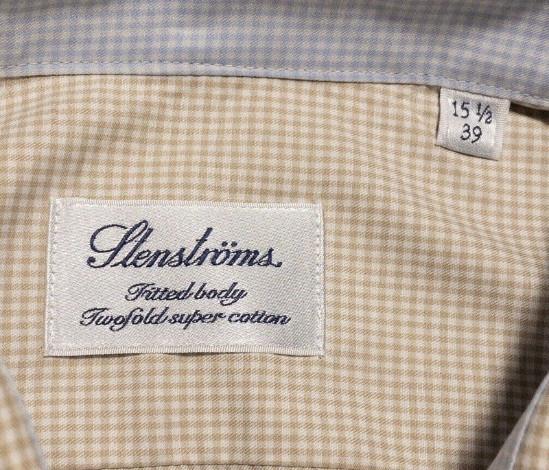 Stenstroms Shirt 15.5 (39) Fitted Body Men's Dress Shirt Golden Yellow Check