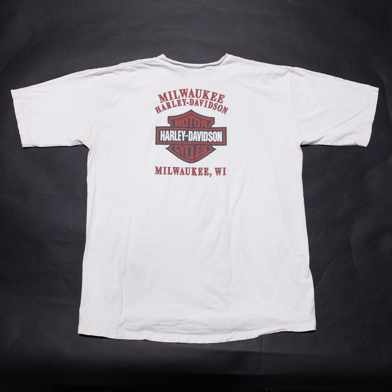 Harley-Davidson 100th Anniversary T-Shirt Men's 2XL White Double-Sided WI WORN