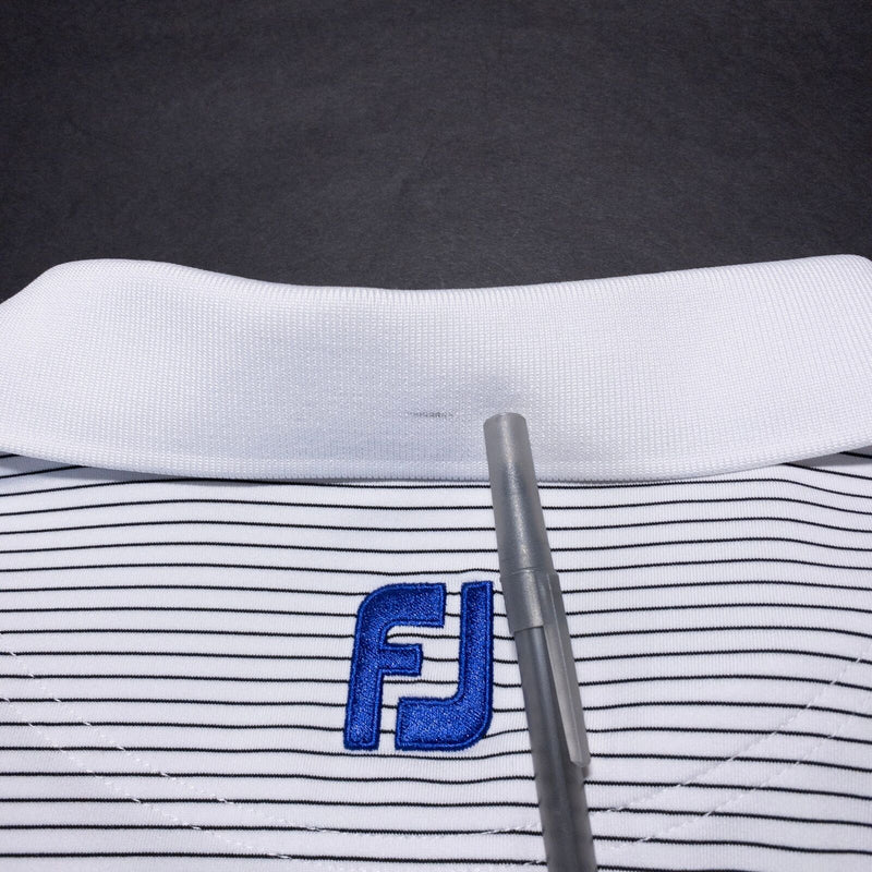 FootJoy Golf Polo Men 2XL Athletic Fit White Striped Wicking Stretch Eagle Brook