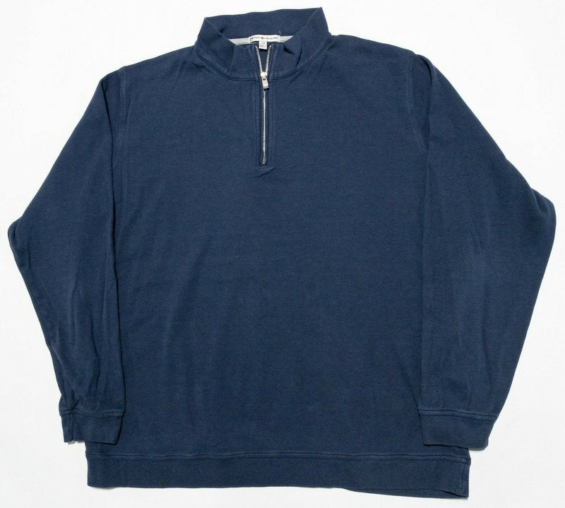 Peter Millar Men's 2XL Solid Navy Blue 1/4 Zip Pullover Golf Sweatshirt