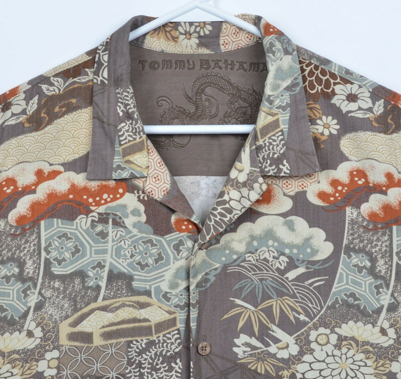 Tommy Bahama Men's XL 100% Silk Floral Oriental Hawaiian Aloha Camp Shirt