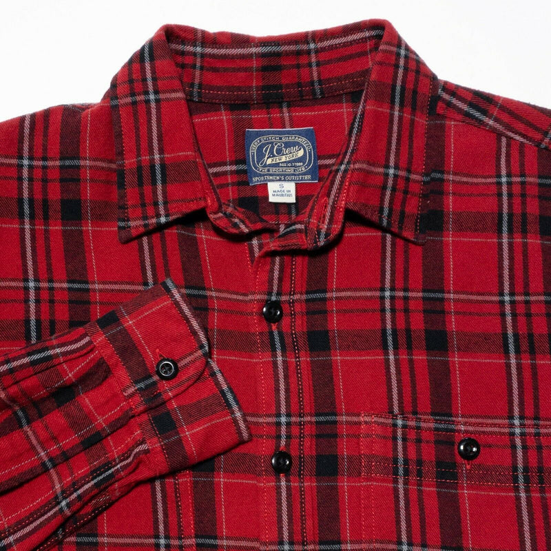 J. Crew Sportsmen Mid-Weight Flannel Shirt Holiday Red Plaid Men's Small