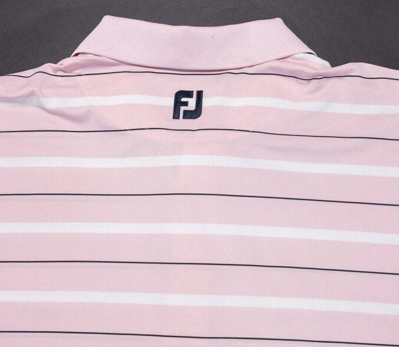 FootJoy Golf Shirt XL Men's Polo Pink White Striped Wicking Performance Stretch