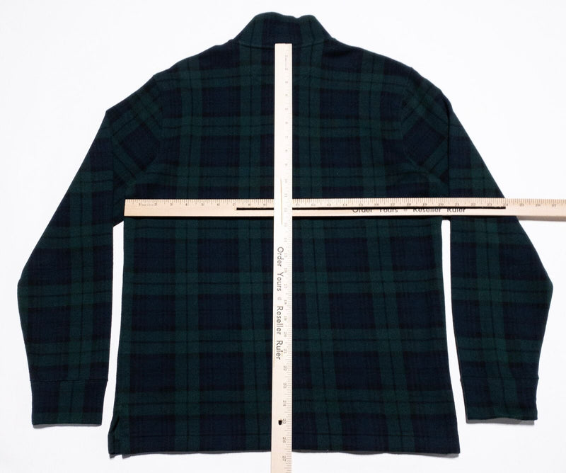 Polo Ralph Lauren Estate Rib Sweater Men's Small Plaid Green Pullover 1/4 Zip