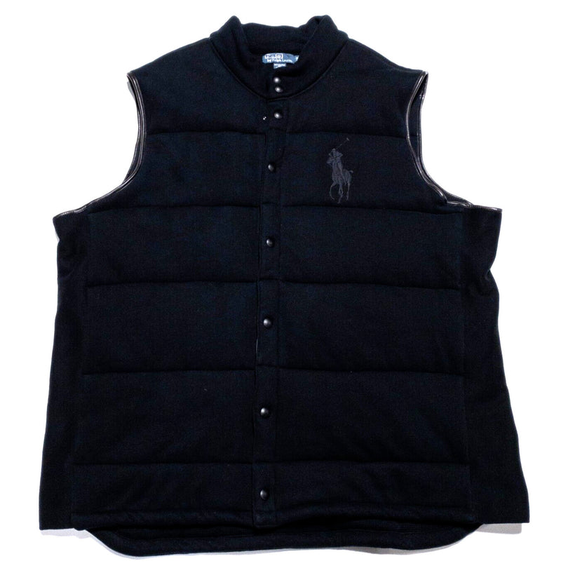 Polo Ralph Lauren Puffer Vest Men's 3XLT Tall Big Pony Snap Zip Black Big & Tall