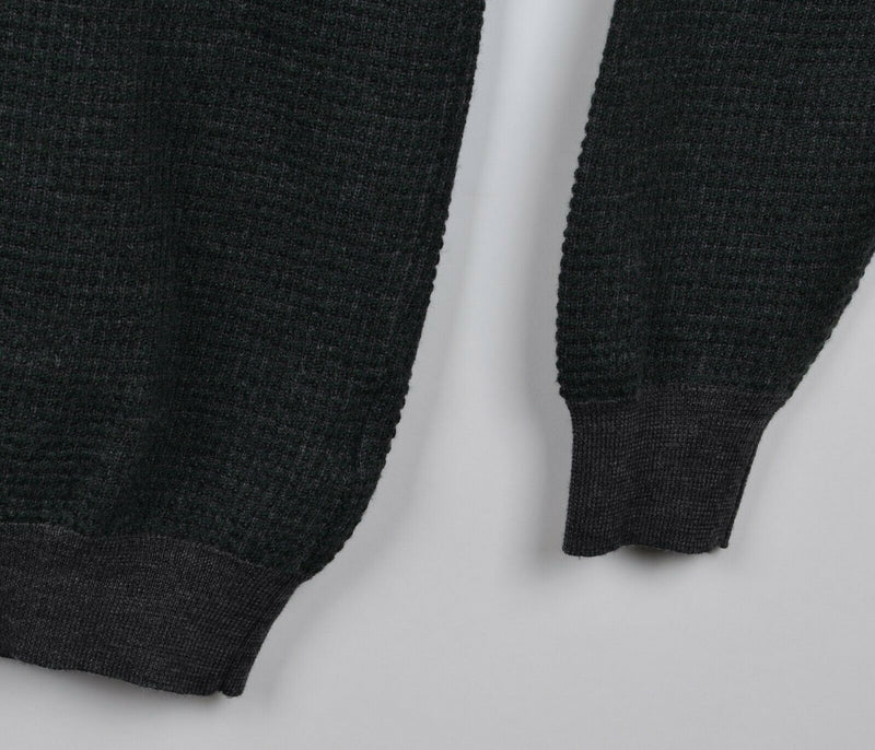 Ermenegildo Zegna Men's Large Wool Knit Gray Waffle-Knit Collared Shirt Sweater