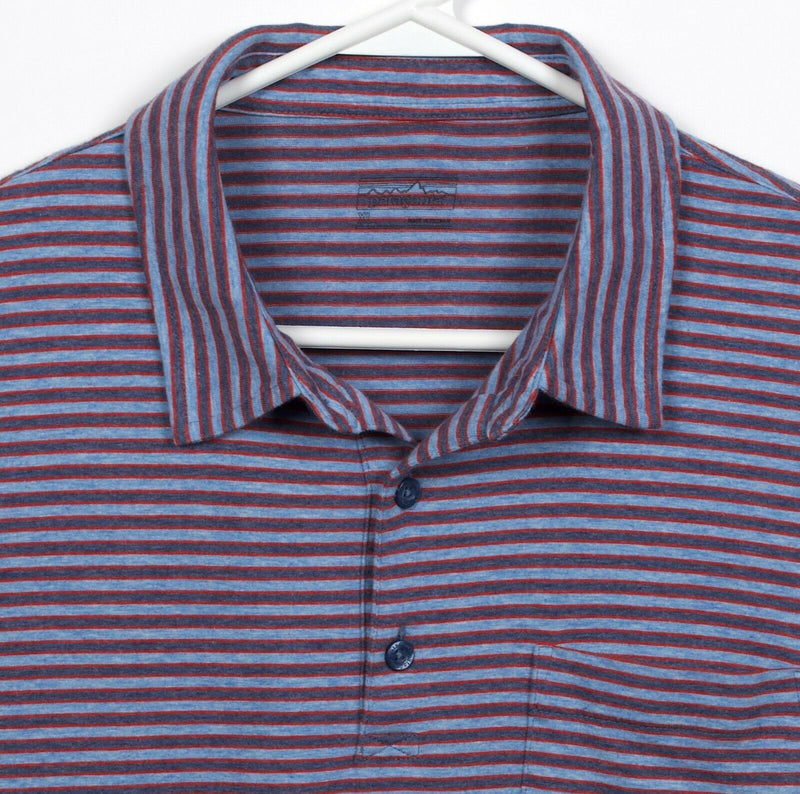 Patagonia Men's XL Squeaky Clean Red Blue Green Striped Polo Shirt 52776
