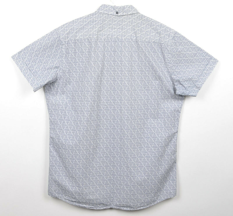 Rodd & Gunn Men's Sz Medium Sports Fit Geometric Blue White Button-Front Shirt
