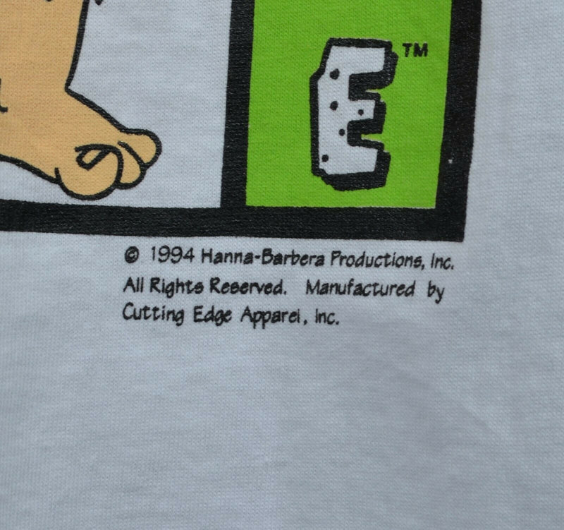 Vtg 1994 Flintstones Men's Large Fred Flintstone Cartoon White Graphic T-Shirt