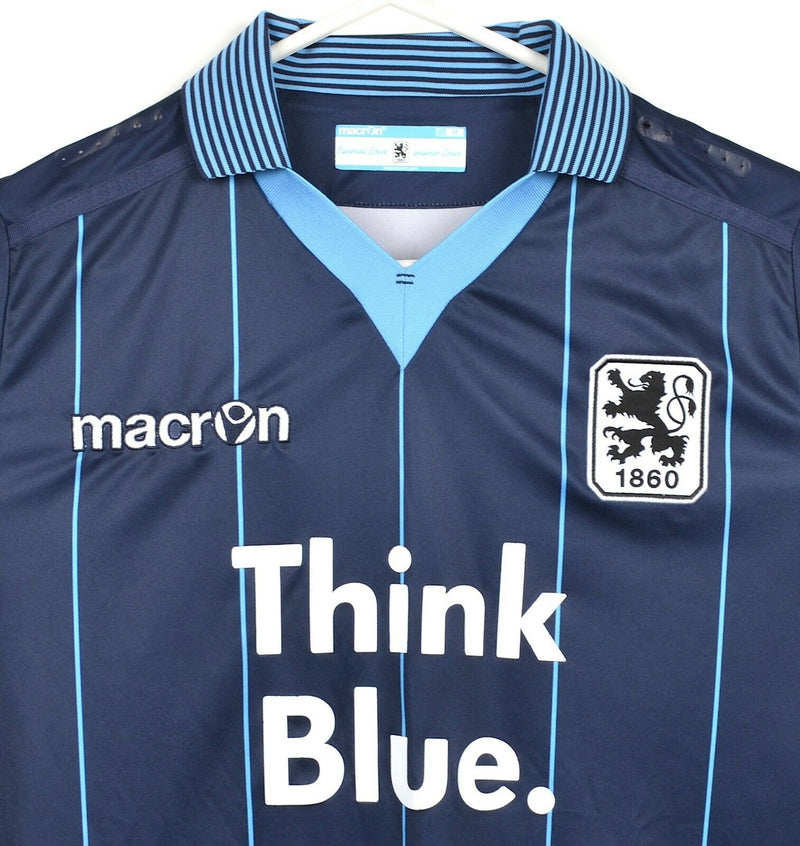 TSV 1860 Munich Men's Sz Medium Macron Navy Blue Striped Soccer Jersey