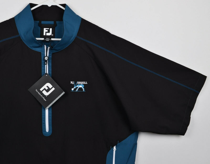FootJoy Men's 2XL Short Sleeve Black Blue Windshirt Windbreaker FJ Golf Jacket