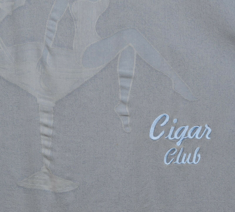 Tommy Bahama Men's Sz 2XL 100% Silk Cigar Club Embroidered Hawaiian Shirt
