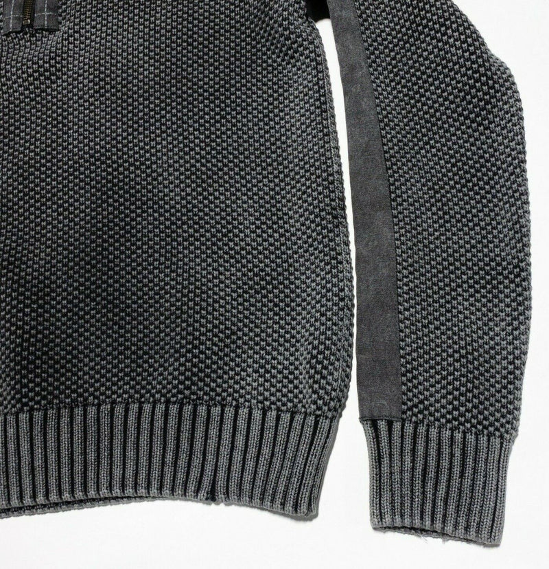 Carbon 2 Cobalt Sweater Men's Small 1/4 Zip Heavy Knit Distressed Gray Pullover