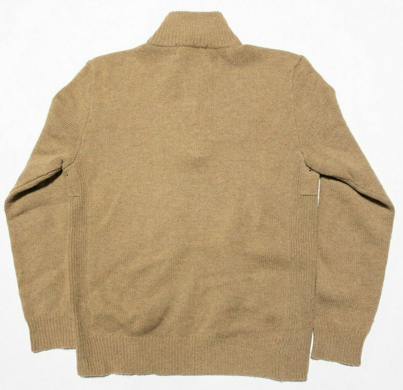 Polo Ralph Lauren Men's Small 100% Lambswool Tan 1/4 Zip Pullover Knit Sweater