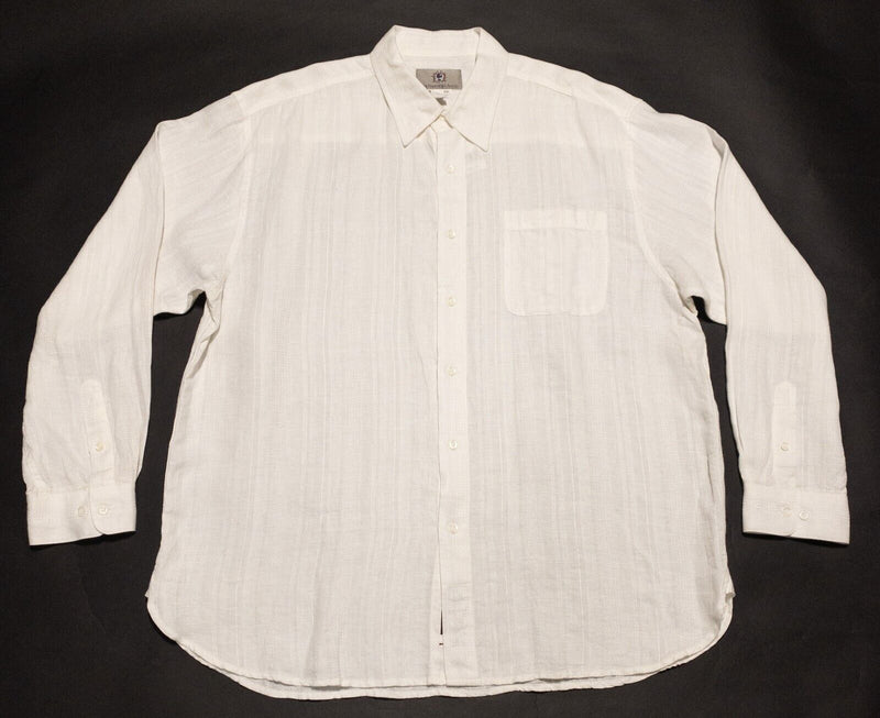 The Territory Ahead Linen Shirt Men's 2XL Long Sleeve Solid White Textured 90s
