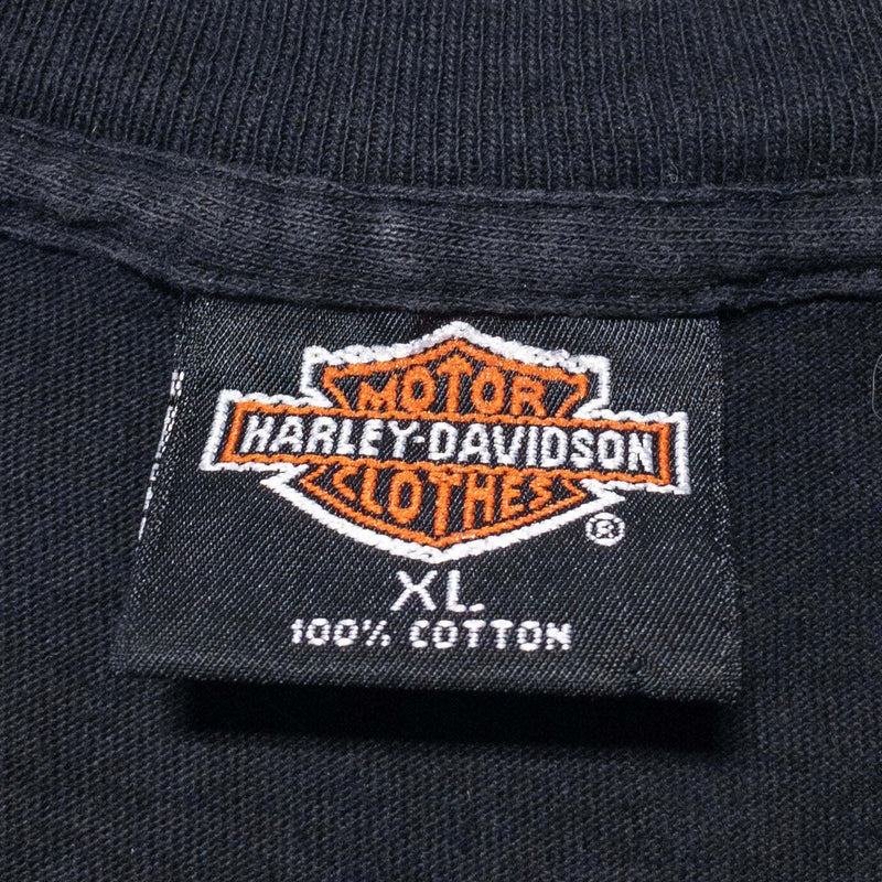 Vintage Harley-Davidson T-Shirt Women's XL Logo Neon Pink Black Rose Feather 90s