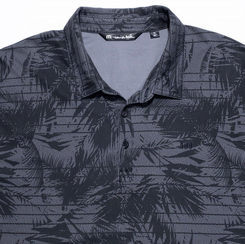 Travis Mathew Polo XL Men's Golf Shirt Floral Palm Gray Black Wicking Stretch