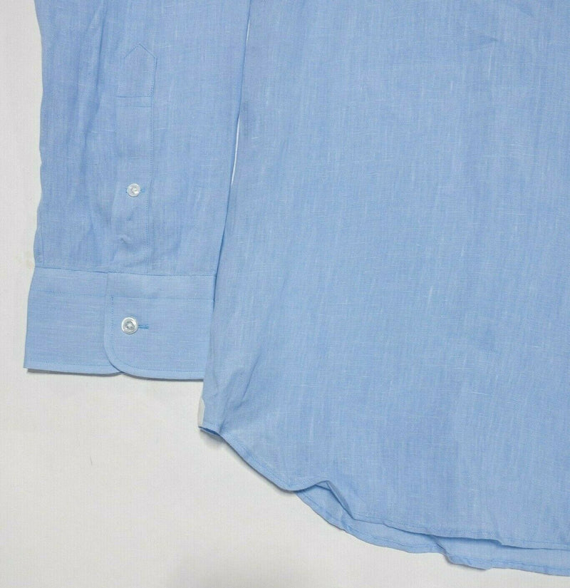 Thomas Mason for J. Crew Ludlow 100% Linen Button-Front Shirt Blue Men's XL