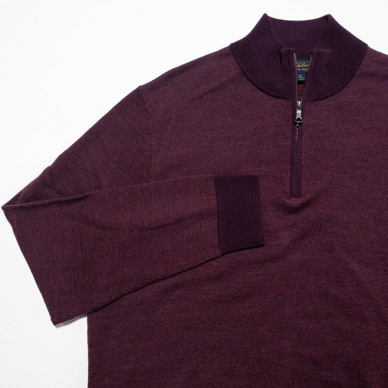 Brooks Brothers Men's XL 100% Merino Wool Magenta Purple 1/4 Zip Knit Sweater